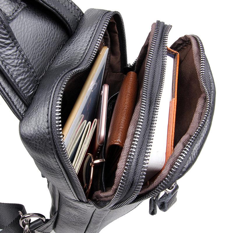 Leather chest backpack waterproof men casual backpack real leather chest bag travel Business bag's chest pack fo men maler