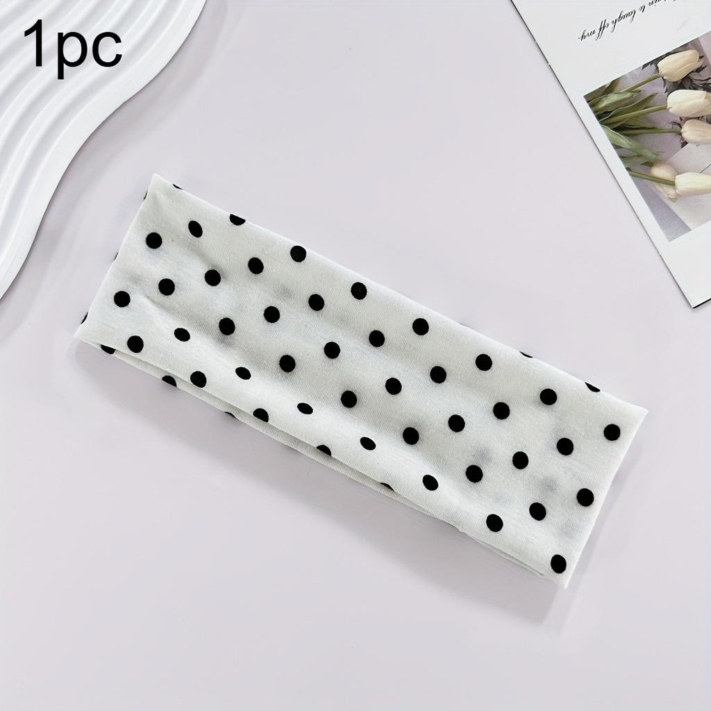 1pc Women's Stylish Polka Dot Headband Sweat-Wicking Workout Hairband Secure Fit For Yoga Running Gym Travel Casual Wear