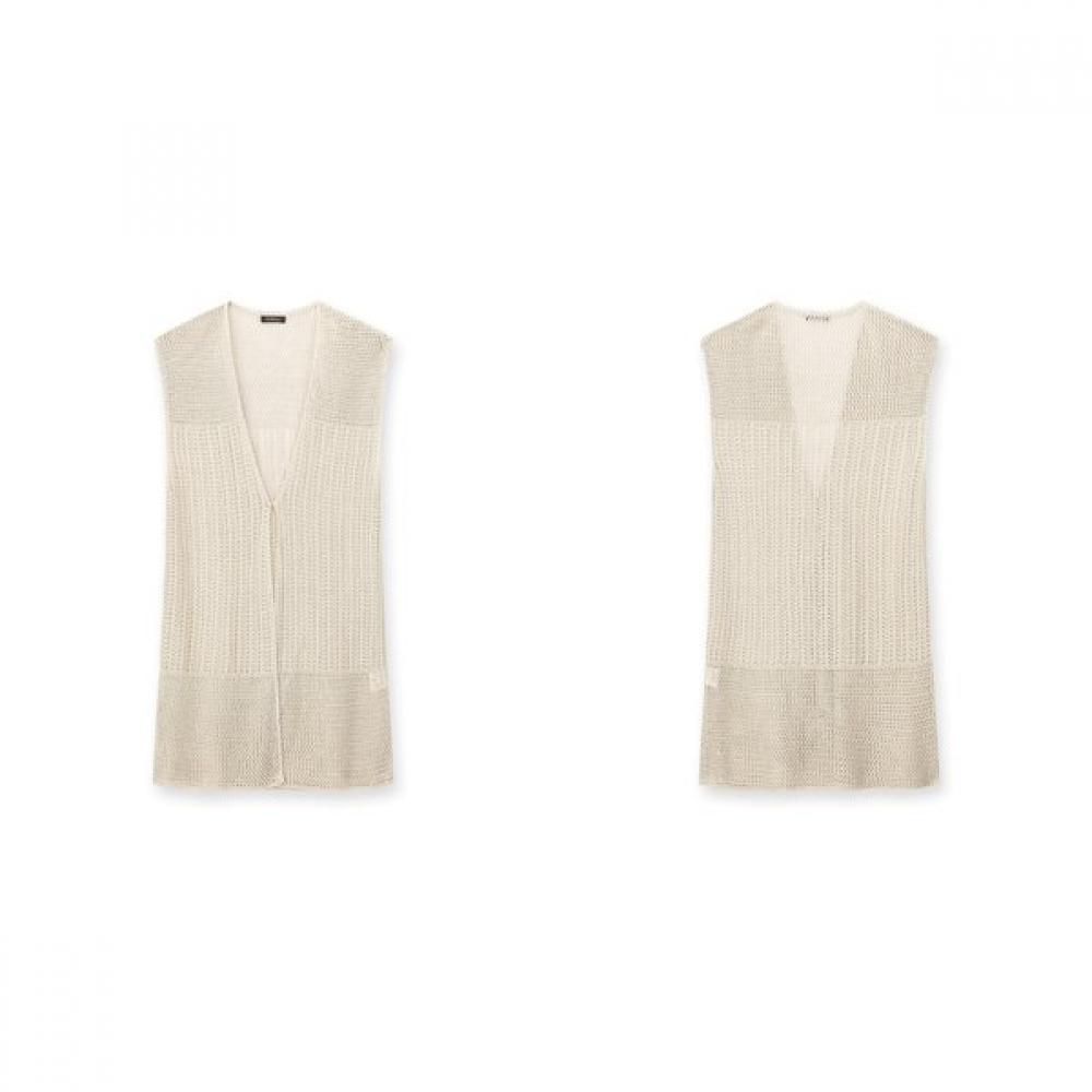 Furina Soft Linen Mesh Knit Vest Scallop