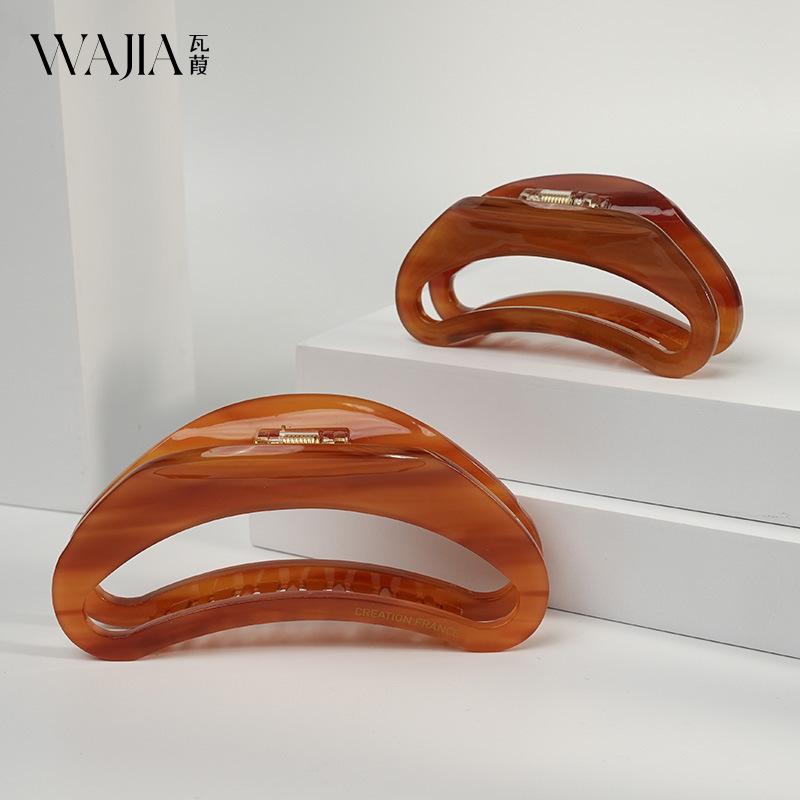 WJia Acetate France Hollow Moon Large Hair Clip - Textured High-End Shark Clip for Women