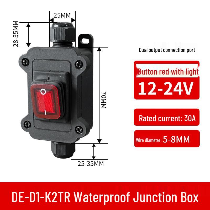 High Current Waterproof Inline Rocker Switch for Outdoor Wiring