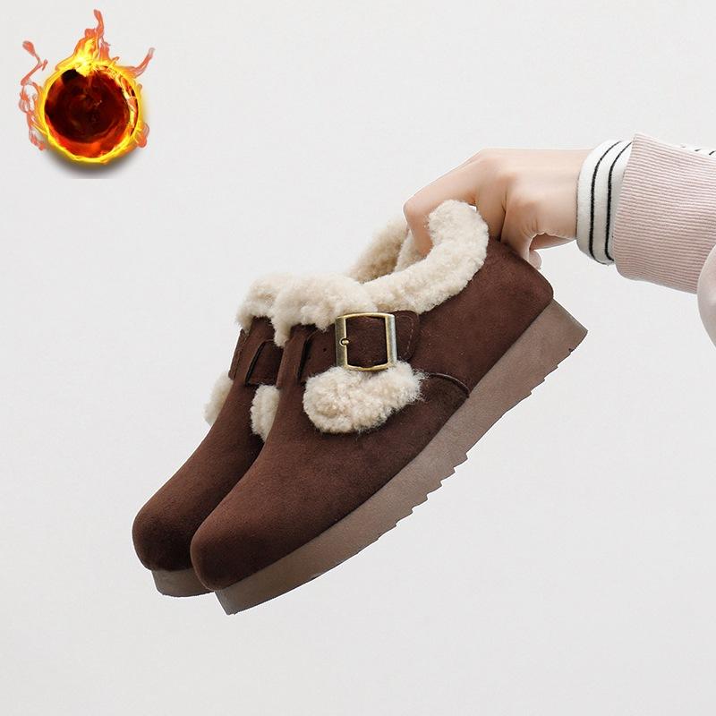 

Женские теплые зимние ботинки, повседневные короткие ботинки из искусственной замши с подкладкой из искусственного меха, нескользящие, удобные зимние мокасины с подкладкой из флиса для женщин 40 коричневый