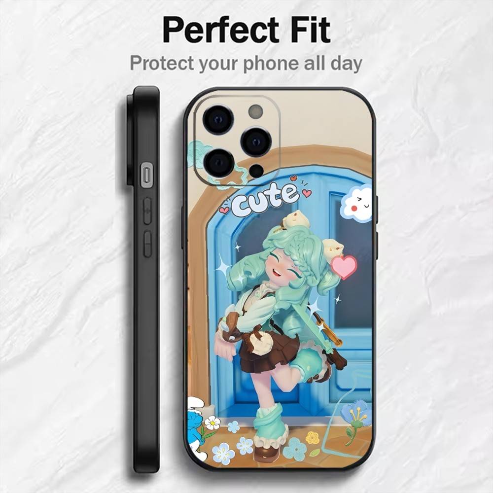 H-Heartopia Couples Print  Phone Case For iPhone17,16,15,14,13,12 Plus,Max Soft Silicone Black Cover