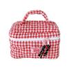 For Travel And Gym Use Convenient Hand Carry Plaids Cosmetic Storage Bag Large Capacity Quilted Heart Embroidery