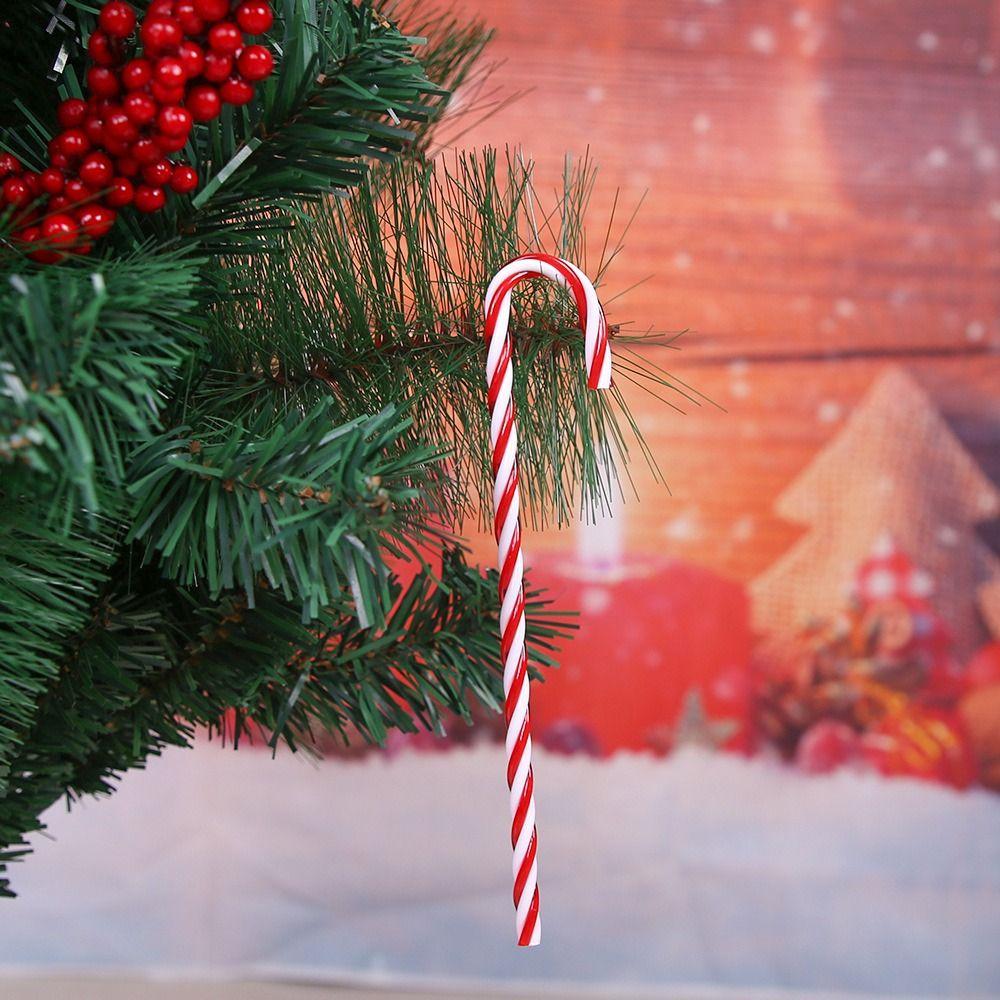 6 Pcs 15cm Acrylic Crutch Twisted Xmas Tree Hanging Ornaments Christmas Canes  Noel Tree Decorations