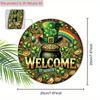 St. Patrick's Day Pot of Gold Welcome Wooden Sign, Round Front Door Decor, Lucky Clover & Rainbow Wall Hanging - Ideal for St. Paddy's Day