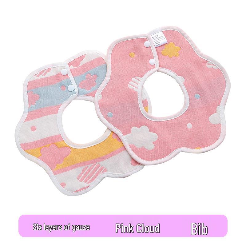 Pure Cotton 360° Baby Saliva Bib - Six-Layer Petal Design