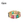 Ancient Cute Copper Zircon Ring Hip Hop Color Mixed Color Rectangular Zircon Ring Unisex