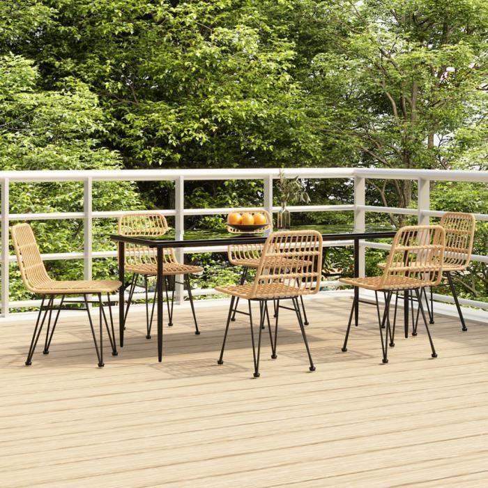 3157878 vidaXL Garden Dining Set 7 Pcs Wicker