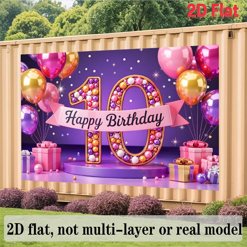 Party Backdrop 10Th Birthday Flat Designed Serves Photos Well Photo Background Decor Birthday Party Decor