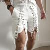INCERUN Short décontracté à lacets pour homme avec taille élastique et bande latérale