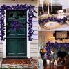 Künstlicher Ahornblatt-Girlande mit 36 schwarzen Spitzen und LED-Lichtern für Thanksgiving Halloween Heimdekoration