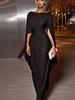 Summer Luxury Evening Gown, Solid Color Elegant Slim Fit Dress