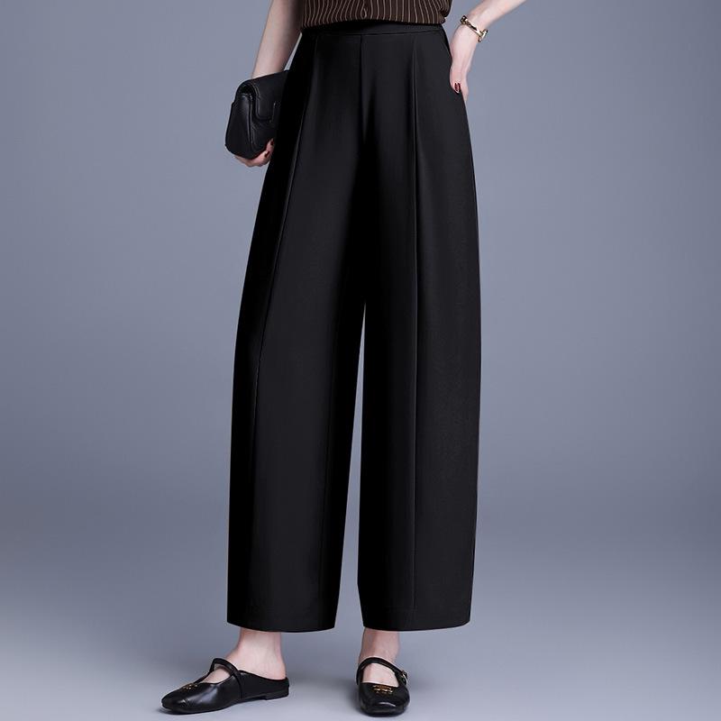 Spring 2026 Elegant Casual High Waist Wide Leg Pants for Middle-Aged and Elderly Women