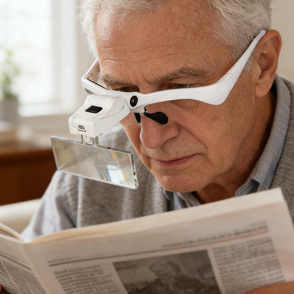 LED Hoofdmagnifier met 2 LED-lampjes Handsfree Hoofdband Vergrootglas Verlicht Vergrootglas voor Horlogereparatie Lezen