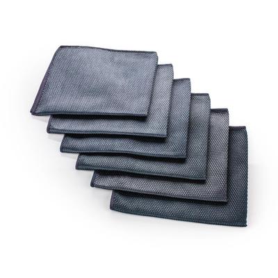 The Rag Company Diamond Weave Glass and Window Towel 6-Pack Car Wash Detailing Microfiber Cloth Black 40x40cm Streak-Free Lint-Free Premium Quality