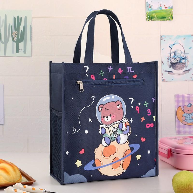 Large Insulated Lunch Bag Kids Waterproof School Meal Carrier Reusable Bento Tote Boys Girls Cartoon Style