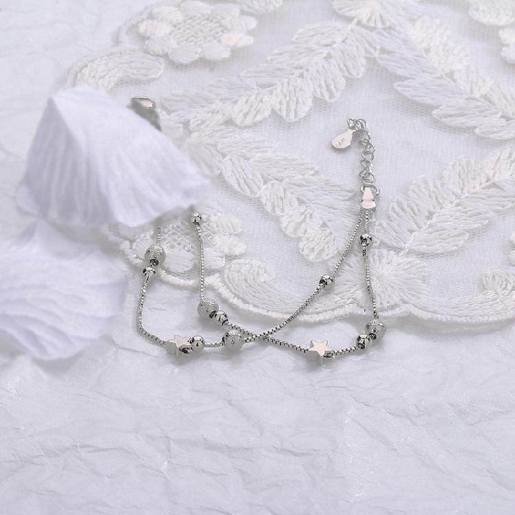 Star Bracelet Silver Color Round Bead Chain Bracelet For Women Girls Gift
