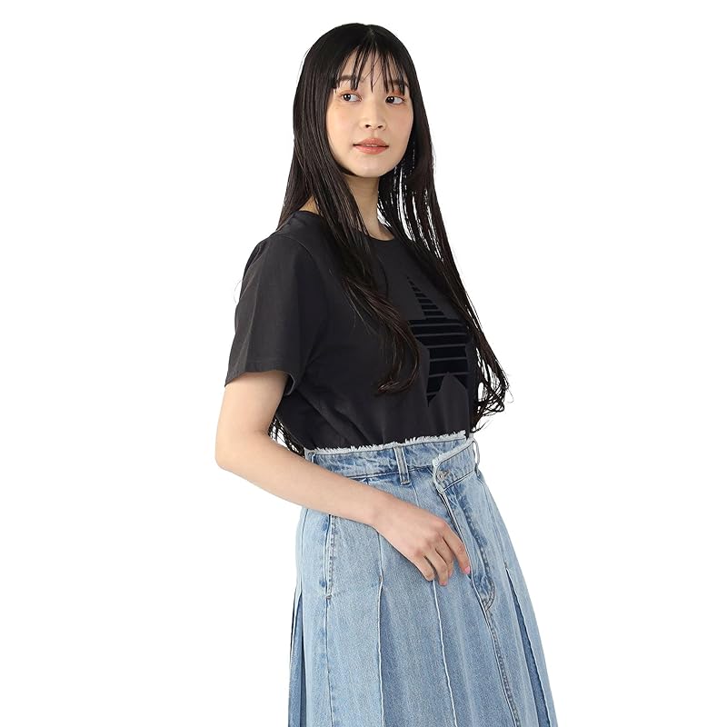 

[Beams Heart] printed tee flocky star Printed T-shirt (M-L) ladies CHARCOAL M