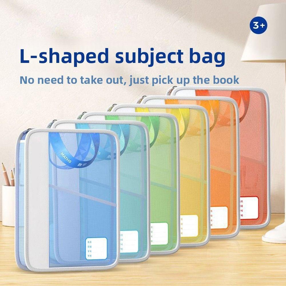 Hand-held Transparent Document Bag Double Handed Subject Classification Bag School Organization