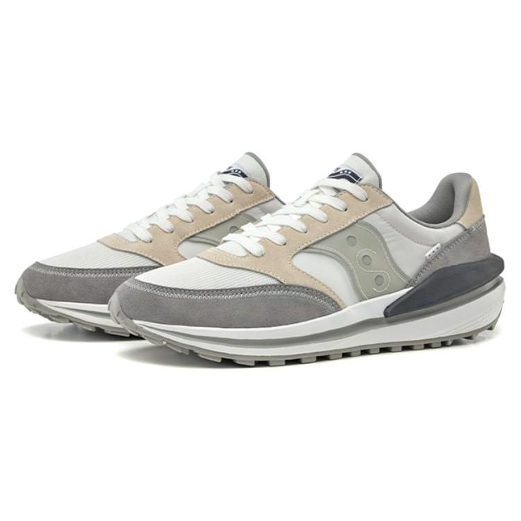 Saucony Jazz Renew Mesh Nylon Sports Comfortable Wear-Resistant Breathable Low-Top Lifestyle Casual Shoes Unisex sneaker White Gray S79040-2