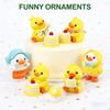 6PCS Mini Yellow Ducklings Figurines with Umbrella Raincoat Design Versatile Decor for Terrarium & Fairy Garden