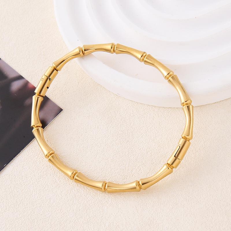 Premium Titanium Steel Gold Round Bead Bracelet - Durable, Stackable, Versatile Hand Jewelry