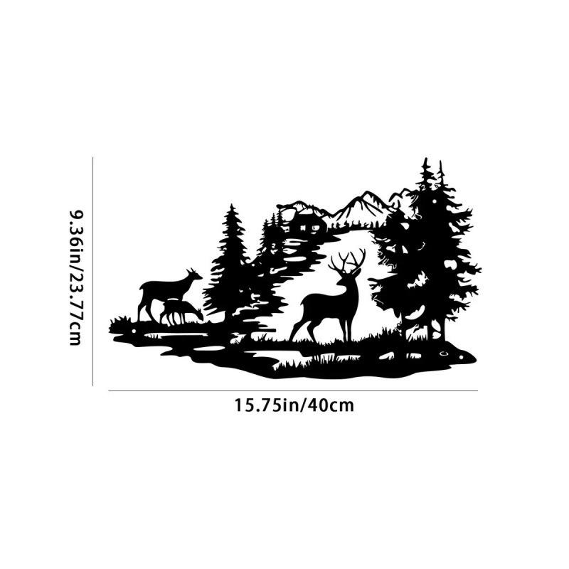 Mountain View Laser-Cut Black Iron Silhouette Wall Decoration