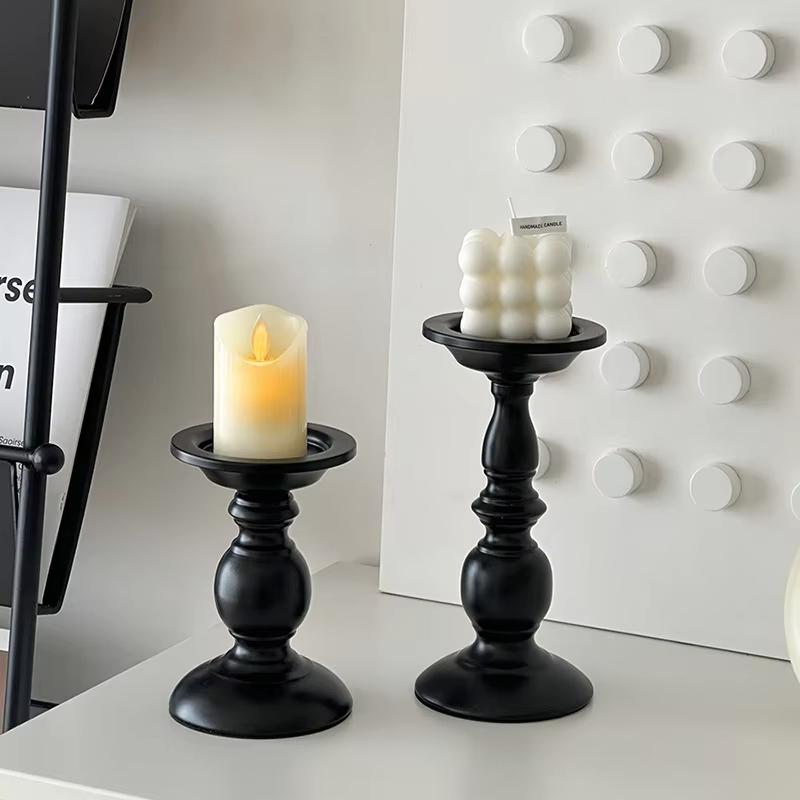 American Retro Black Iron Candle Holder Table Decoration Ornaments Aromatherapy Candlestick Roman Pillar Candle Holder