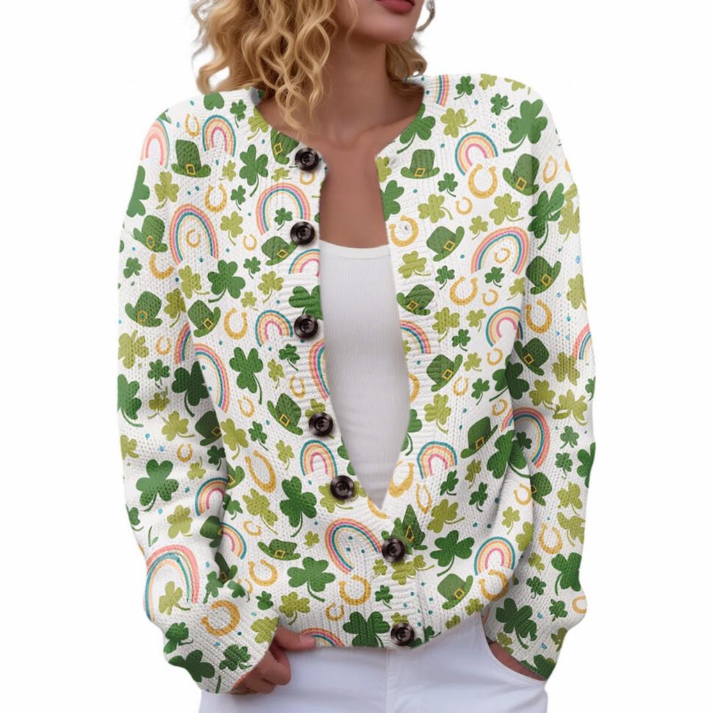 LXK-SPYK01 Sanpa crew neck cardigan new casual knitted sweater European and American jacket
