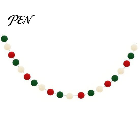 Reusable Polyester Garland 78.8 Inch Christmas Pom Garland, Red Green White 20/30 Pompom Holiday Party Backdrop Balls Ornaments for Xmas Tree,
