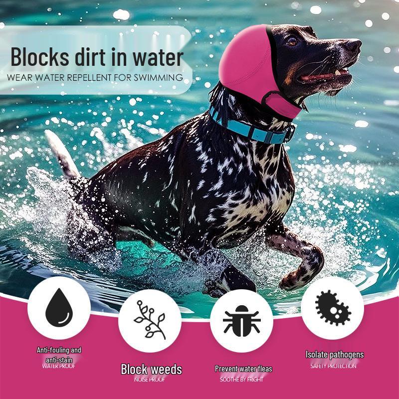 Waterproof Dog Ear Covers: Summer Swim, Noise-Reducing, Soothing, Anti-Startle Headgear.