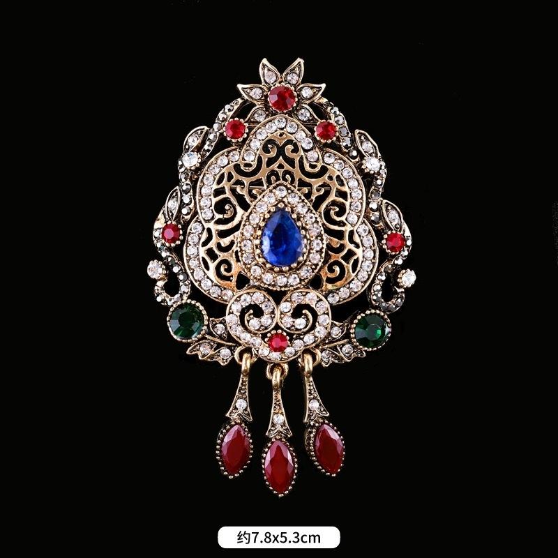 Fulok Court Brooch Femininity Metal Crystal Badge Pin Suit Coat Accessories