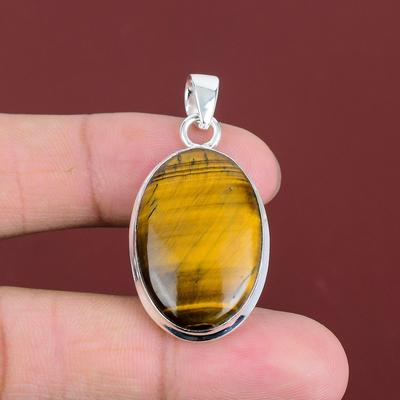 Tiger's Eye Pendant Original Gemstone Jewelry 925 Sterling Silver Pendant Handmade Unique Pendant Tiger's Eye Silver Jewelry Gifts For Wife