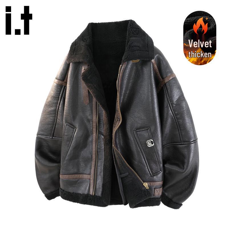 CHOCOOLATE Men s Spliced Faux Shearling Jacket L