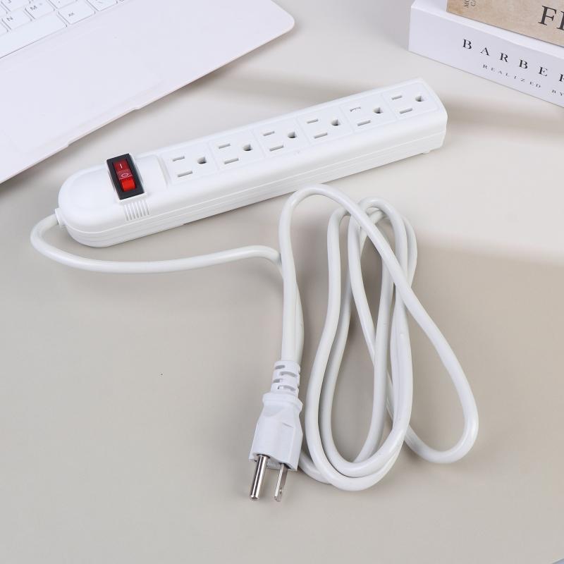 Us Power Strip 6 Outlet 2M Surge Protected Extension Cord On Off Switch Safe Socket For Home Office Dorm Electronic Charging