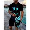 [2pcs Set Color Block T-shirt] Large Size Men's Color Block Color Printing 2pcs Set "Be Yourself" English Letter Printing Casual Short Sleeve T-shirt