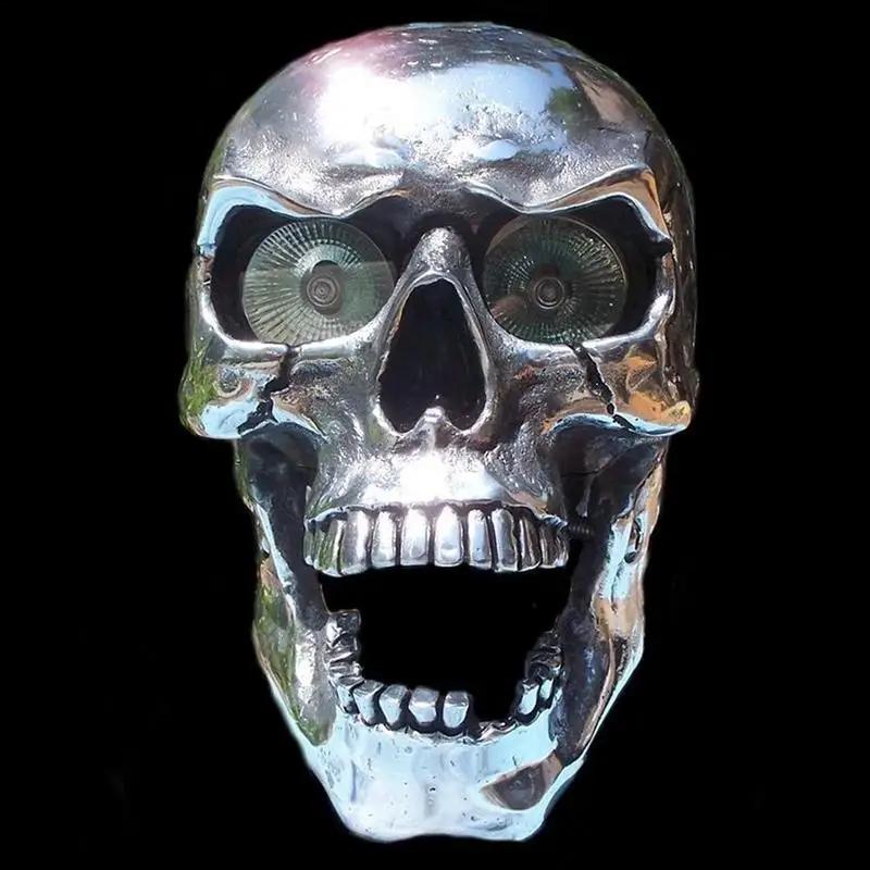 Hot Skull Headlight At The Real Headlight Motorcycle Skull Front Head Light Retro Resin Skull Headlight Motorcycle Decoration