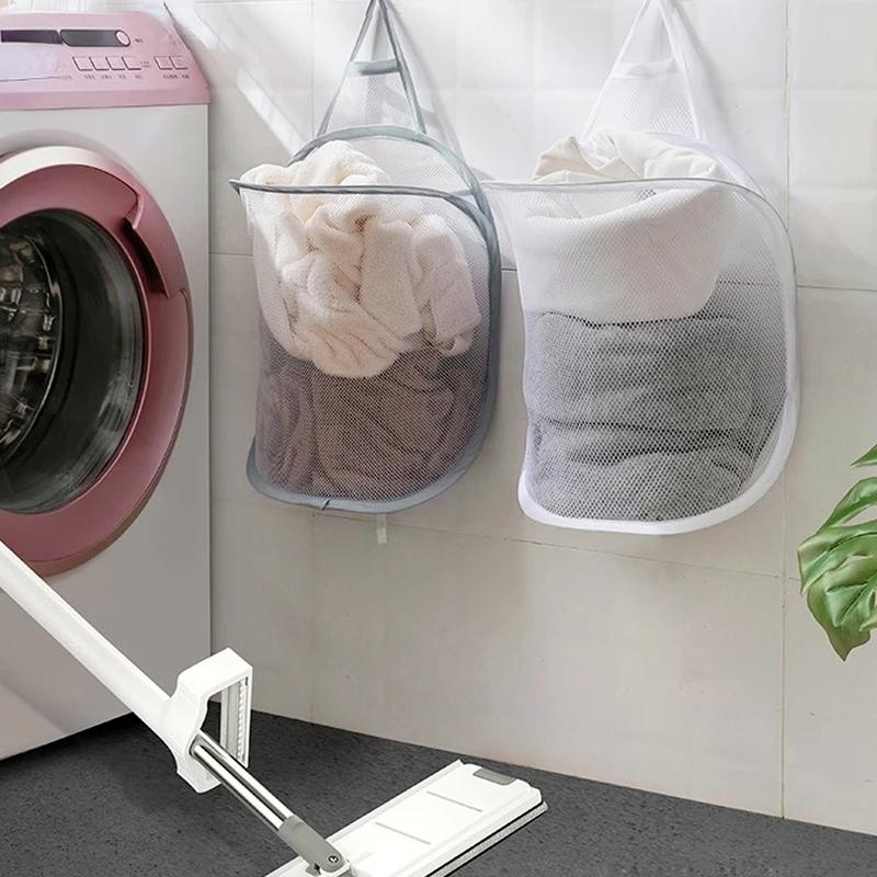Hanging Laundry Basket Portable Multifunctional Storage Basket Portable Large-capacity Household Cloth Nets Storage Organizer