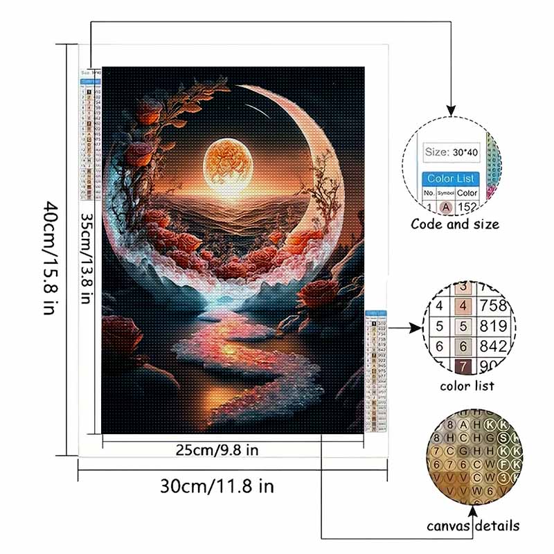 New Arrival 5D DIY Full Circle Diamond Painting "Moon Flower Sea" Embroidery Cross Stitch Home Decor Gift