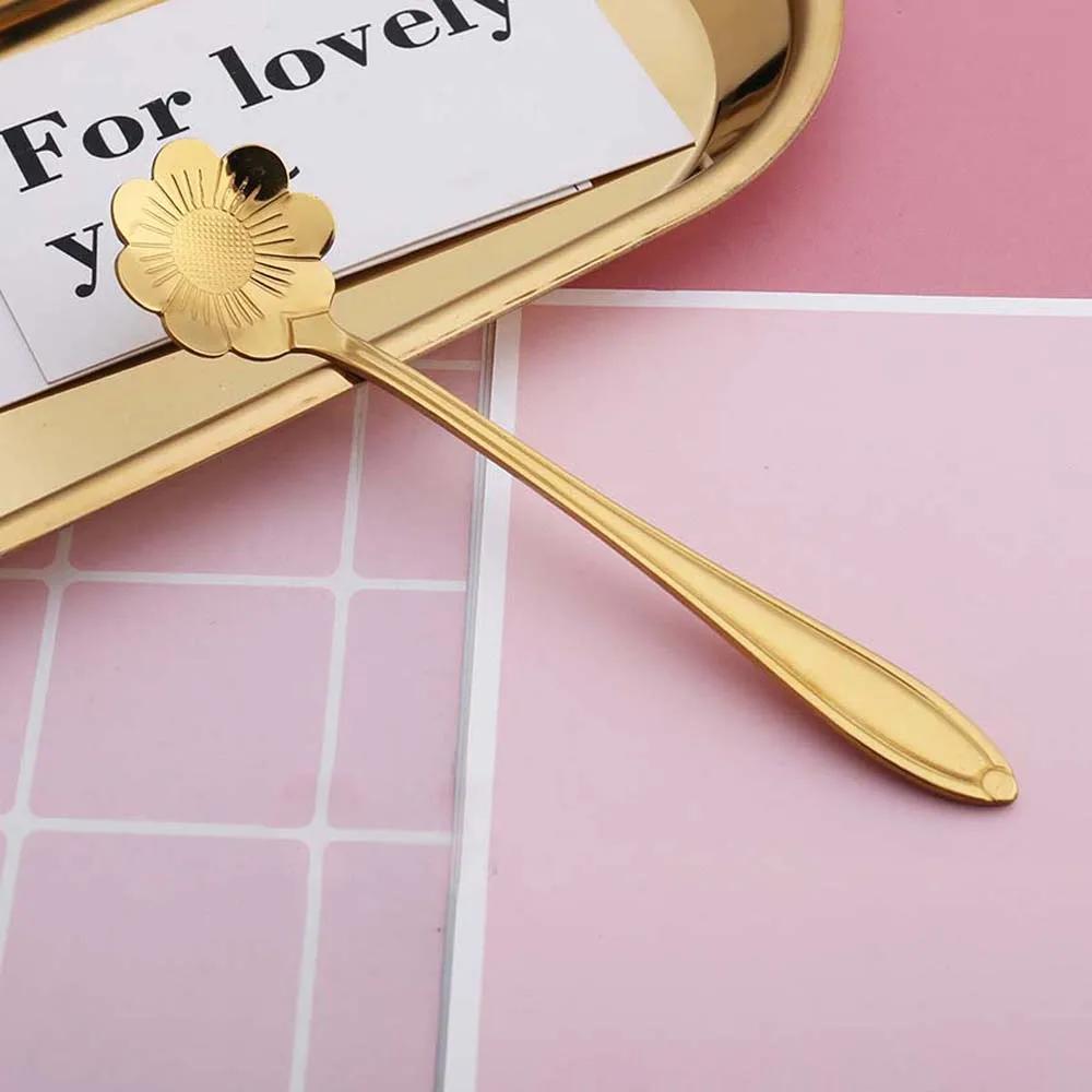 

Creative Japanese Gold Stainless Steel Spoon Sakura Rose Small Coffee Tea Spoon Fancy Sugar Dessert Teaspoon