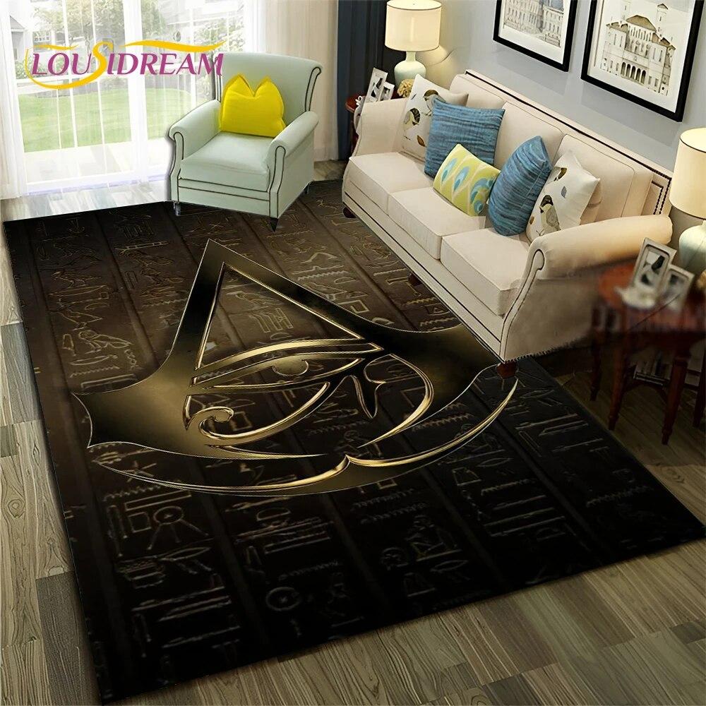 Ancient Egyptian Hieroglyphics Symbol Carpet Rug for Home Living Room Bedroom Sofa Doormat Decor,kid Area Rug Non-slip Floor Mat