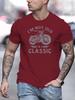 Summer men's 100% pure cotton casual loose oversized classic motorcycle creative printed round neck short sleeved T-shirt top
