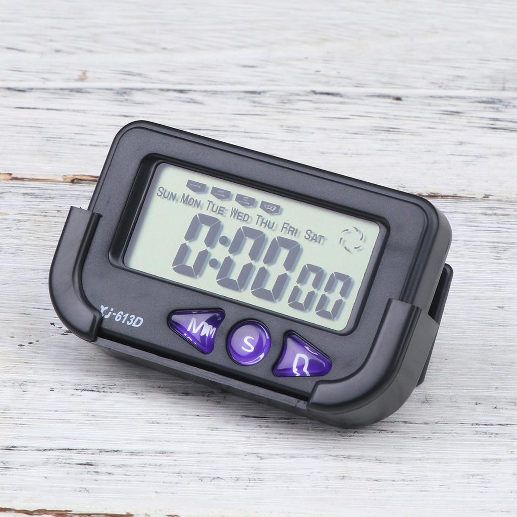 Car Electronic Digital Clock Second Chronograph With Lcd Display Black (with 1 Button ) Car Alarm Clocks Black