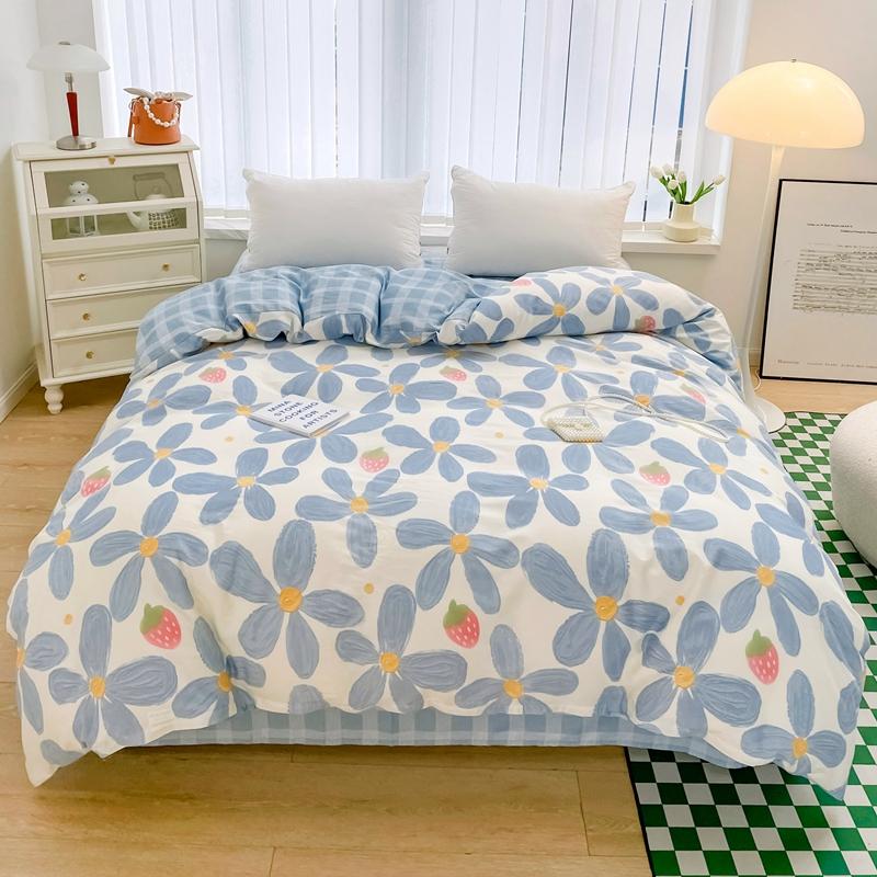 1Pc Cartoon White Cat Pattern Duvet Cover 100% Cotton Comfortable Skin-friendly Comforter Cover for Kids Girls Bedroom Decor