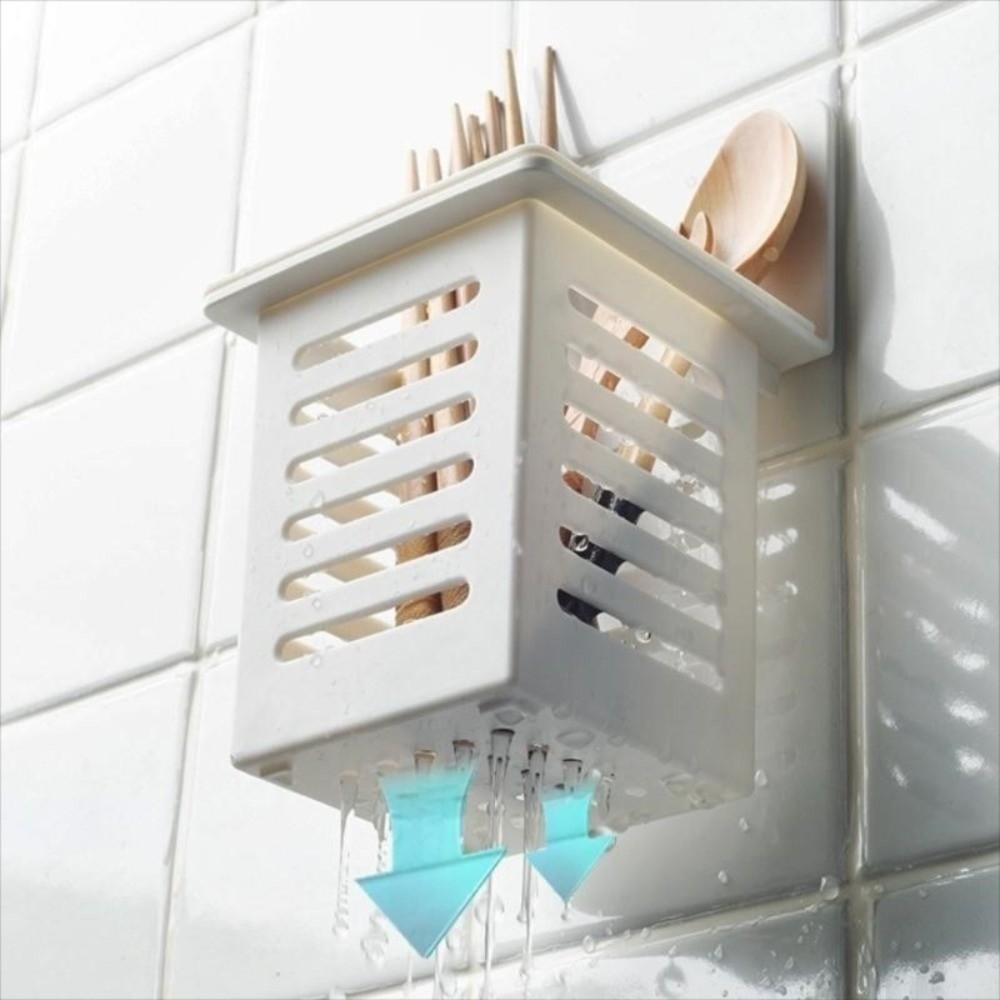 Kitchen Tool Toothbrush Holder Hanging Drain Chopstick Barrel New Wall Mounted Holder  Bathroom