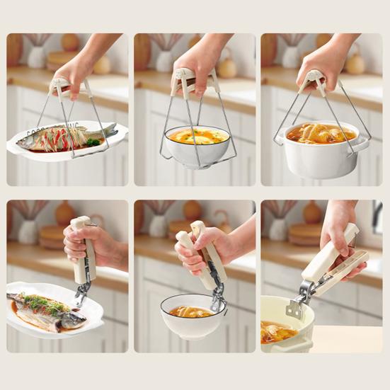 Anti-Scalding Bowl Clip Strong Stainless Steel Plate Gripper Comfortable Grip Hot Bowl Dish Clip Heat Insulation Plate Removal Tool Anti-Slip
