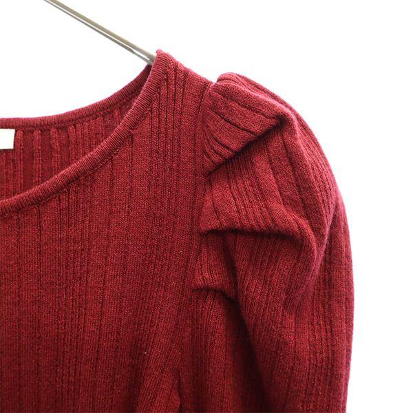 REDYAZEL Long sleeve design knit sweater F Red Women Used