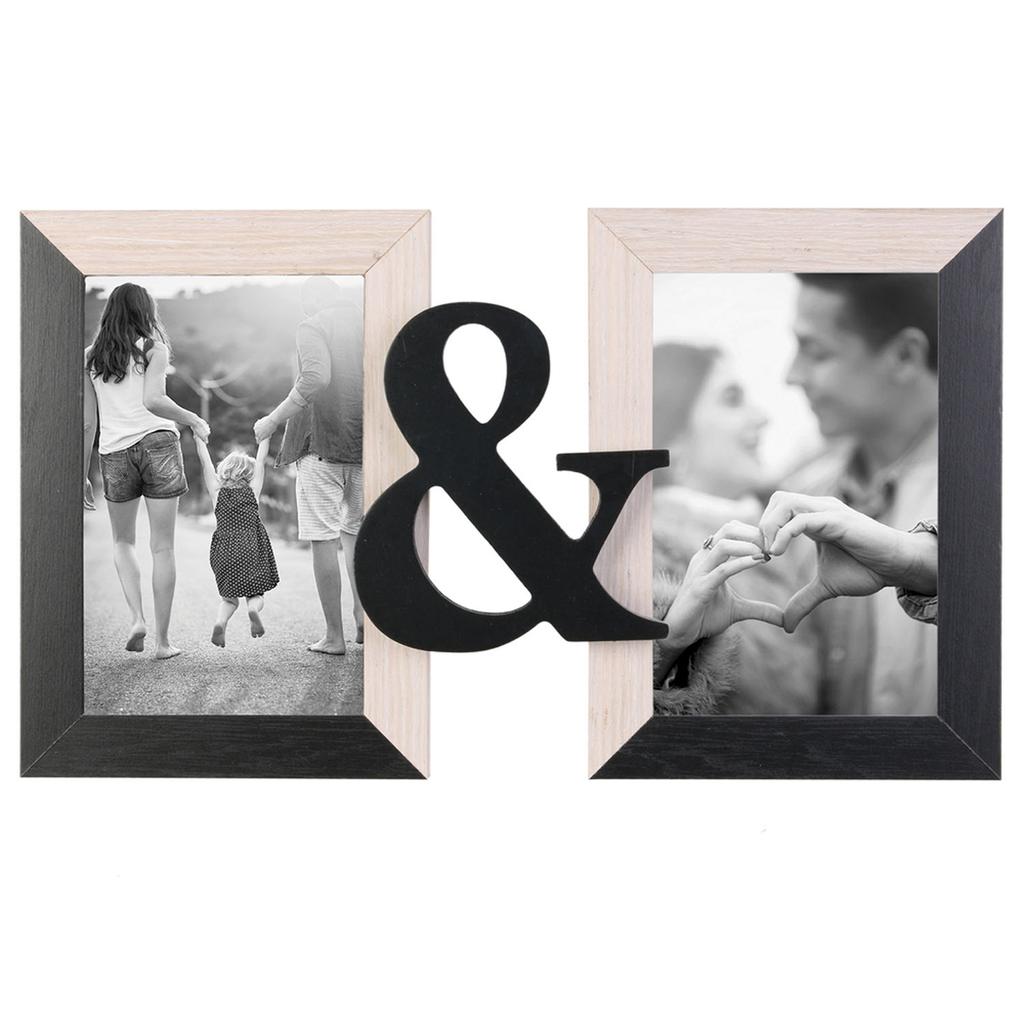 Les Trésors De Lily [A1653] - Wooden Duo Photo Frame 'Toi & Moi' Beige Black (2 Pictures ) - 31x18cm