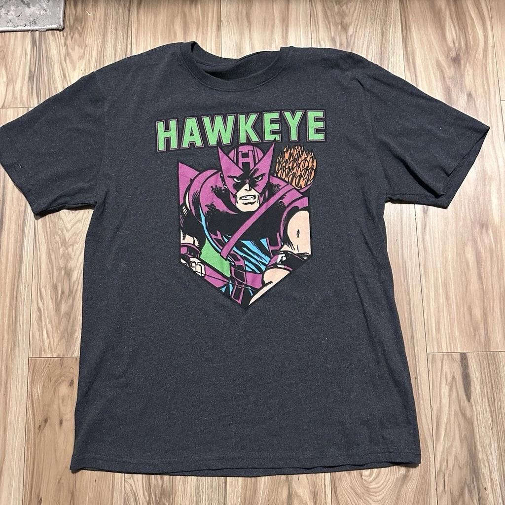 ZX Mens Hawkeye Graphic Crew Neck Cotton T Shirt for Men Women Grey Size Large Funny Summer Cotton Unisex TShirt for Men Women